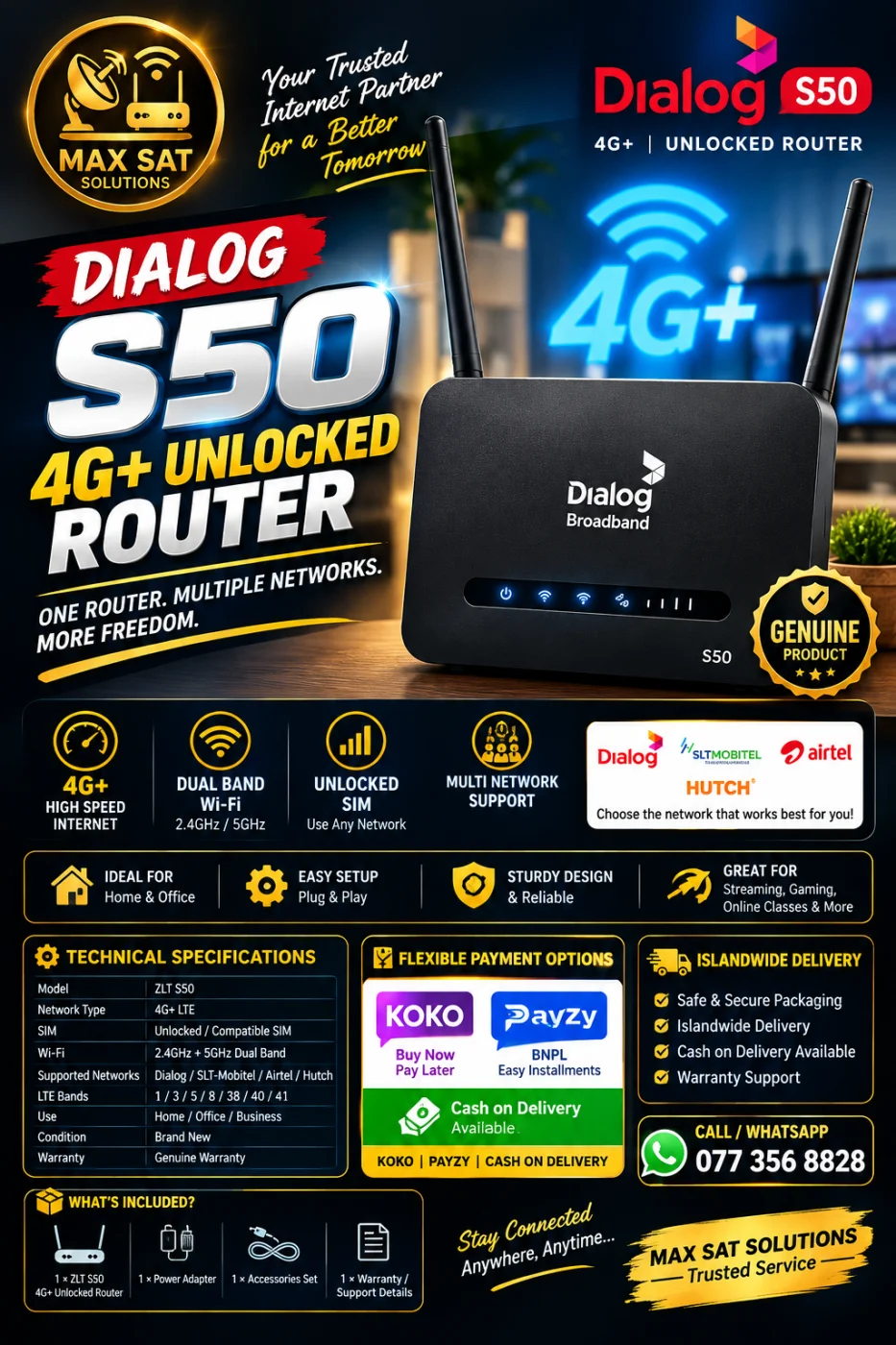 Dialog S50 Brand New Unlock Router
